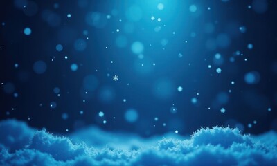 Fototapeta premium Blue sky with snowflakes falling on it. The snowflakes are small and scattered, creating a peaceful and serene atmosphere