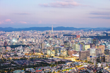 Fototapeta premium Sunset Seoul City South Korea