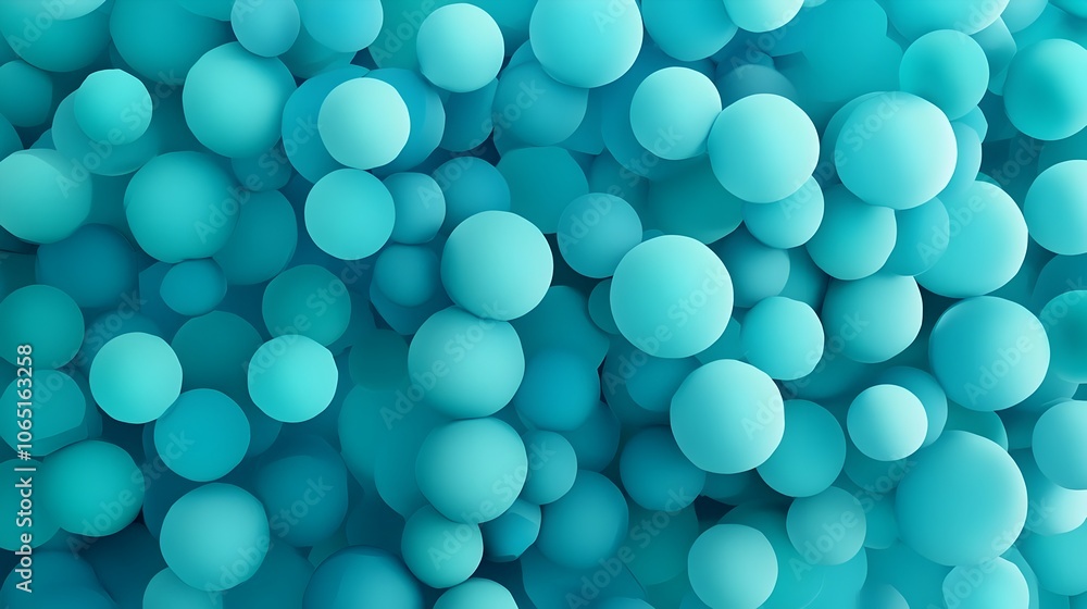 Aufkleber morphing turquoise metaball cluster on gradient 3d background