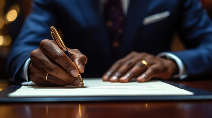 A government official signing a new crime prevention bill into law, representing legislative efforts to reduce crime