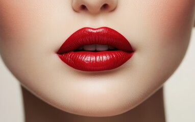 Fototapeta premium beautiful red lips on a white background