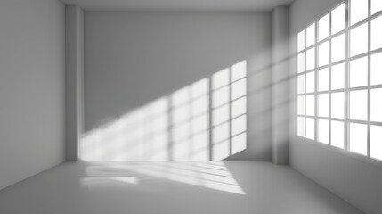Obraz premium The Aesthetic Empty Room of Natural Shadows - a serene and artistic visual. The natural shadows create a calming and contemplative atmosphere.