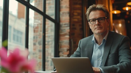 Obraz premium The Businessman with Laptop