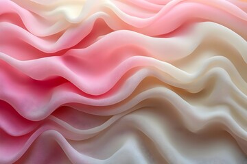 Fototapeta premium A close-up view of delicate, flowing fabric in soft shades of pink and cream, creating a dreamy and soothing texture that evokes a sense of elegance.