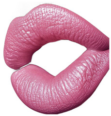 Fototapeta premium Close-up of parted lips with shiny pink lipstick
