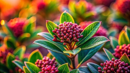 Bokeh portrait of Punarnava, a botanical wonder.  Macro blur highlights the plant's intricate details.
