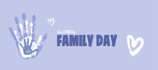 Fototapeta premium World Family Day. Handprint of parents and children.Happy Family Day Commemorative banner template design.Vector illustration.Great for poster,greeting cards,website. 