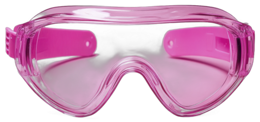 Clear swimming goggles with pink straps