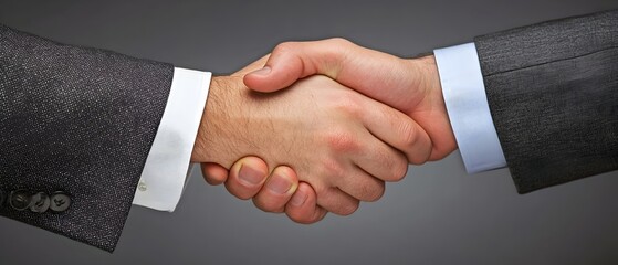 Obraz premium Close up view of two business professionals shaking hands signifying a successful partnership merger or commercial agreement The confident handshake represents and a shared vision for the future