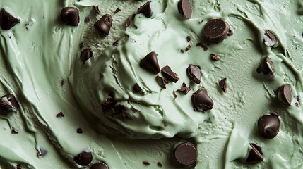Melting mint chocolate chip ice cream smoothie