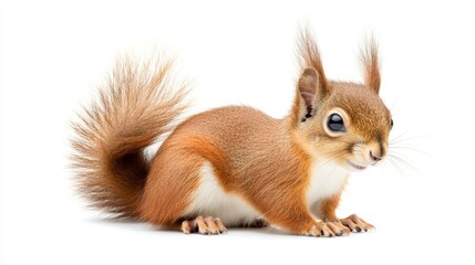 Fototapeta premium Cute Brown Squirrel with Fluffy Tail
