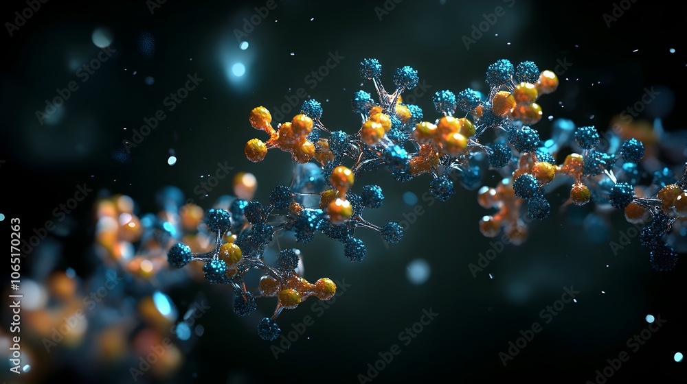 Aufkleber ai-driven molecular structure unraveling against dark digital background