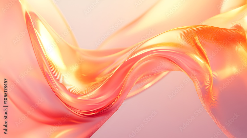 Aufkleber Abstract flowing pink and orange fabric texture with smooth silk-like waves creating a soft fluid effect