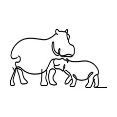 Obraz premium Hippo Line drawing