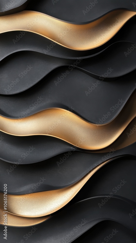 Poster elegant black and gold wave patterns create a luxurious and modern abstract background.