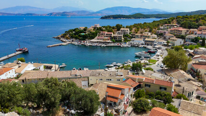 Kassiopi, Kerkyra, Greece. Aerial drone view.