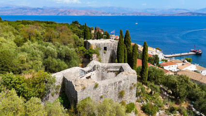 Kassiopi, Kerkyra, Greece. Aerial drone view.