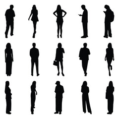 Vector collection set of individual people silhouettes.	
