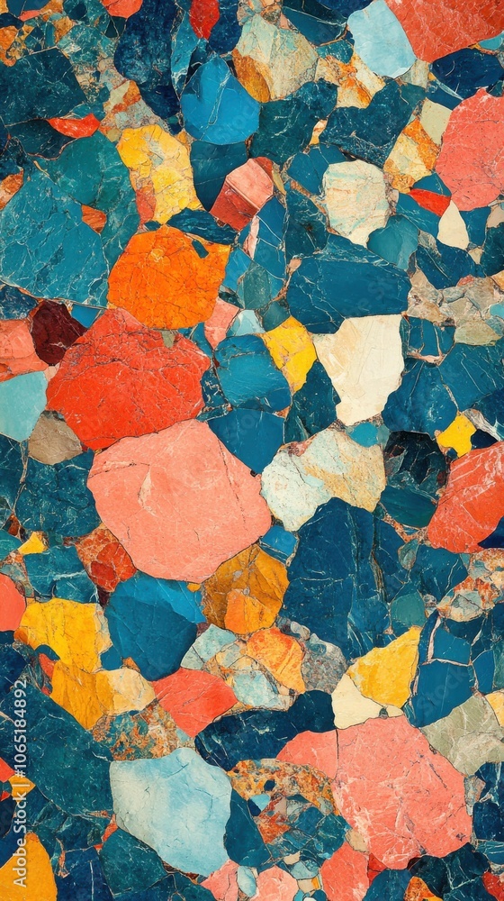Poster an abstract texture featuring scattered, fragmented shapes in muted colors, evoking a sense of decay