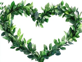 Fototapeta premium Create a Beautiful Heart-Shaped Wreath Using Fresh Green Leaves