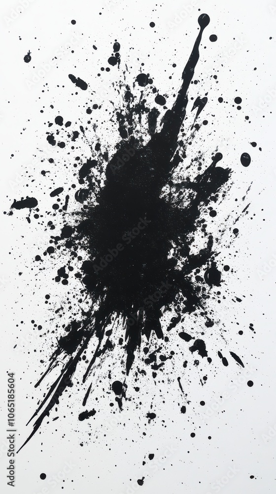 Poster abstract monochrome explosion of black and white paint, creating dynamic contrasts and textures in a