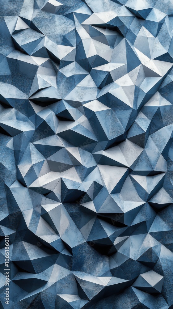 Poster Abstract geometric pattern featuring layered blue shapes, creating a modern and dynamic visual effect.