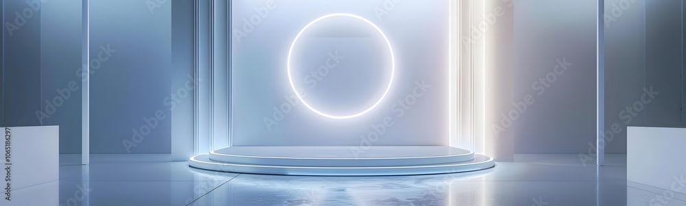 Poster podium background 3d light tech stage future platform game abstract. podium 3d background technology
