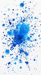 Fototapeta premium An abstract blue watercolor background with splashes and drips, creating a dynamic and fluid visual effect.