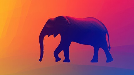 Fototapeta premium Abstract silhouette of an elephant against a sunset gradient, creating a warm and mystical background