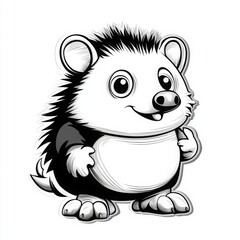 Obraz premium Cute Vintage Hedgehog Coloring Page Design