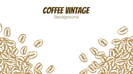 coffee background. Coffee beans in frame, border. Coffee beans isolated on a white background. Coffee beans wallpaper. Coffee Beans Illustration for packaging.