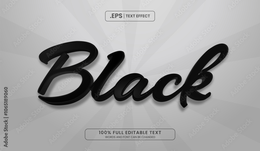 Poster design editable text effect, black 3d text on radial background