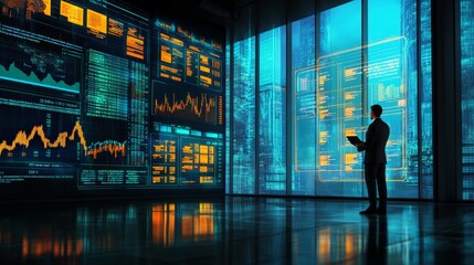 Economist_presenting_recovery_plans_with_confidence_with_wide_shot_bright_stage_lighting_economic_conference_background