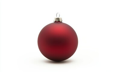 Red Christmas ornament with matte finish, placed on a bright white background 