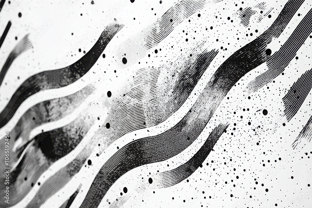 Poster exploring abstract background patterns with geometric lines and wavy designs in monochrome artistry 