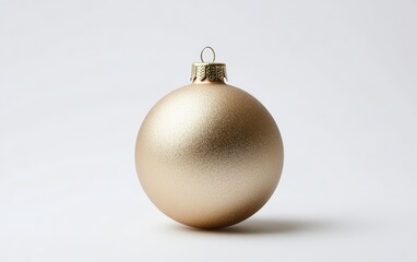Elegant gold Christmas ball ornament, minimalist style, isolated on white background