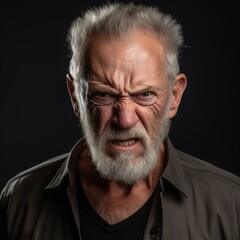 Obraz premium Studio photography headshot of Angry Old Man casual outfit