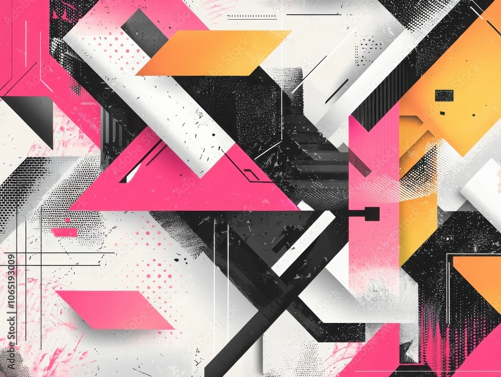 Poster exploring the depths of abstract geometric backgrounds a blend of monochrome and pastel elements for