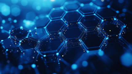 Obraz premium Abstract Blue Hexagon Pattern Futuristic Technology Background