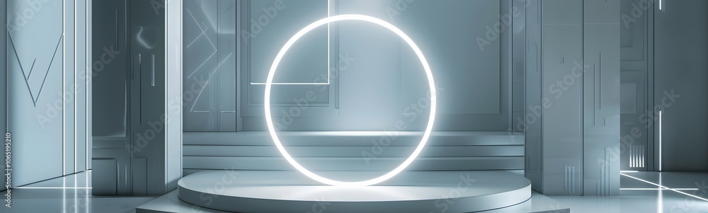 Poster podium background 3d light tech stage future platform game abstract. podium 3d background technology