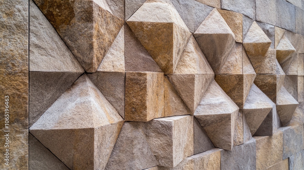 Poster geometric wall patterns with unique stonework, ample copy space above