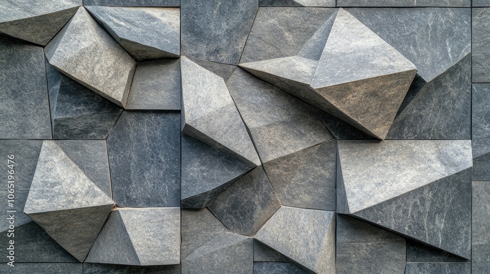 Poster geometric wall patterns with unique stonework, ample copy space above