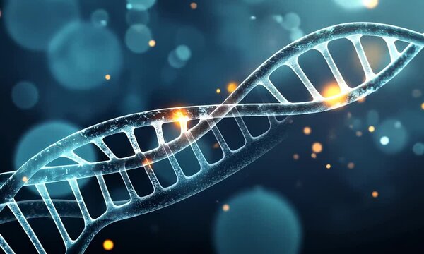 close up view of a dna double helix, dna damage, concept of disorder or genetic mutation