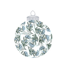 Fototapeta premium New Year's illustrations with elements of plants and berries