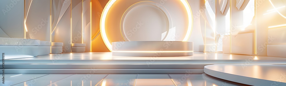 Poster podium background 3d light tech stage future platform game abstract. podium 3d background technology