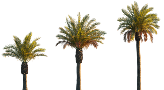 Phoenix canariensis palm (Canary Island date palm) frontal isolated png on a transparent background premium cutout