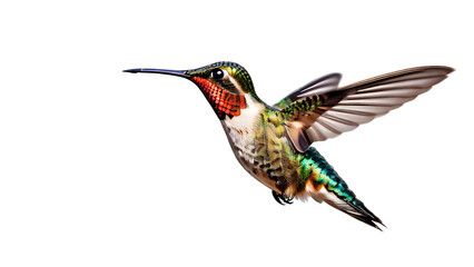 Fototapeta premium Vibrant hummingbird mid-hover isolated on white background