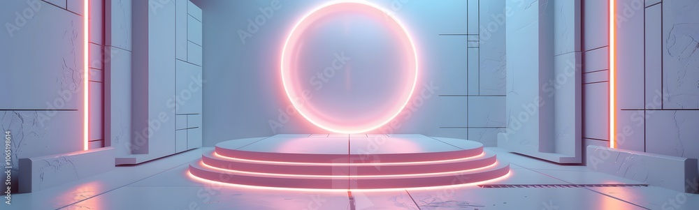 Poster podium background 3d light tech stage future platform game abstract. podium 3d background technology