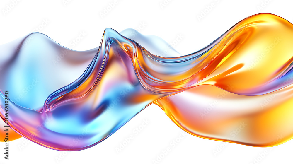 Aufkleber elegant abstract 3d iridescent ribbon wave with soft colors on a white background symbolizing fluidi