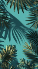 Obraz premium Vibrant tropical foliage in shades of blue and green, creating a serene and lush atmosphere.